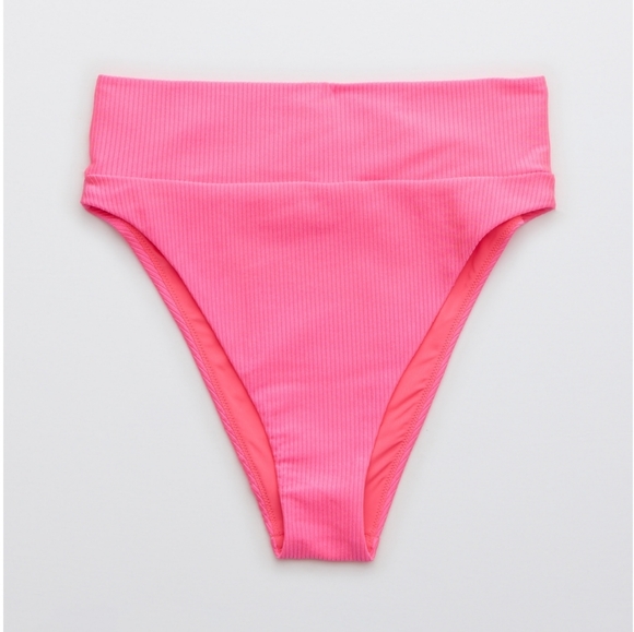 aerie Swim Aerie High Cut Cheeky Bikini Bottom Ribbed Miami Pink Xl 2 For 3 Poshmark